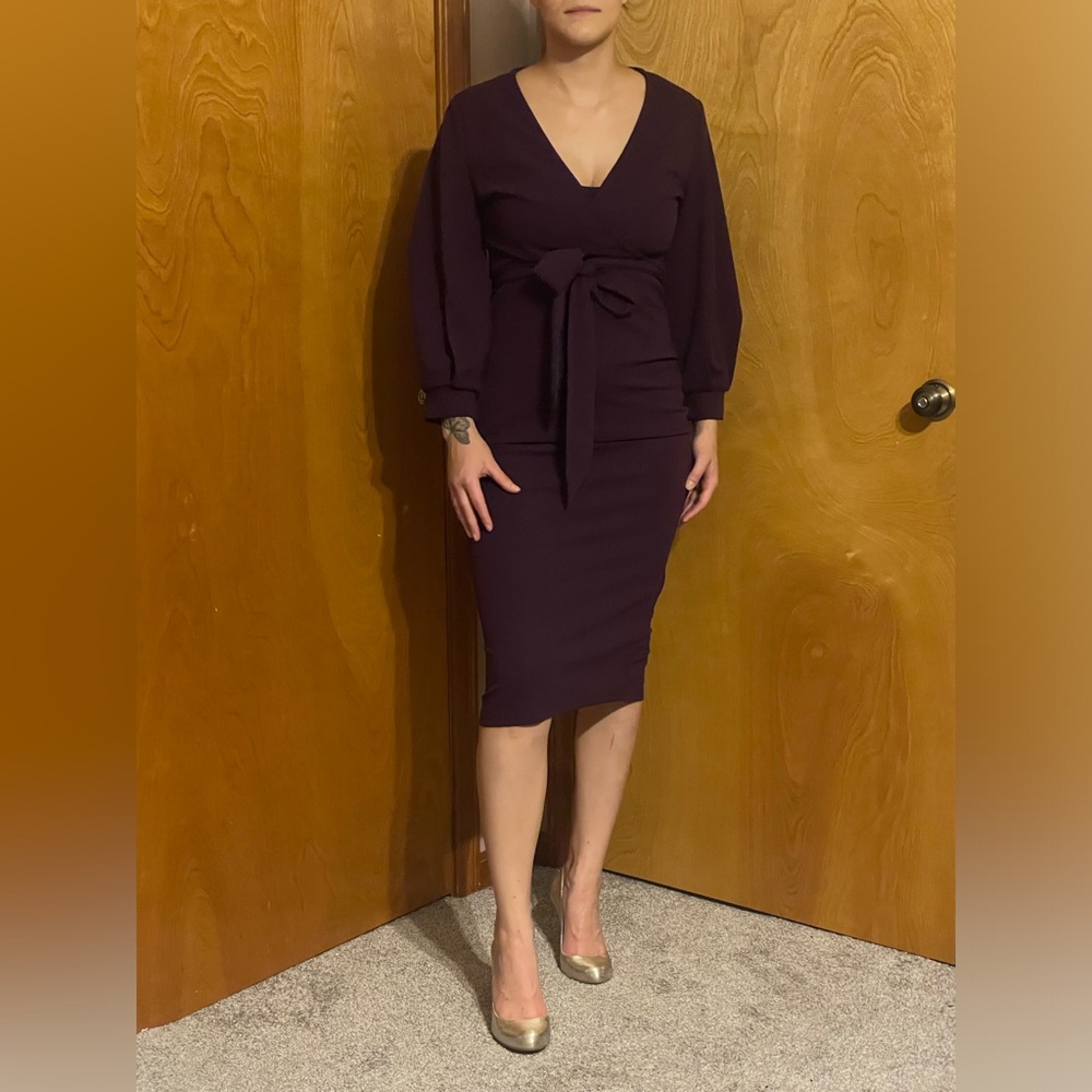 Chic Long Sleeve Purple Dress
